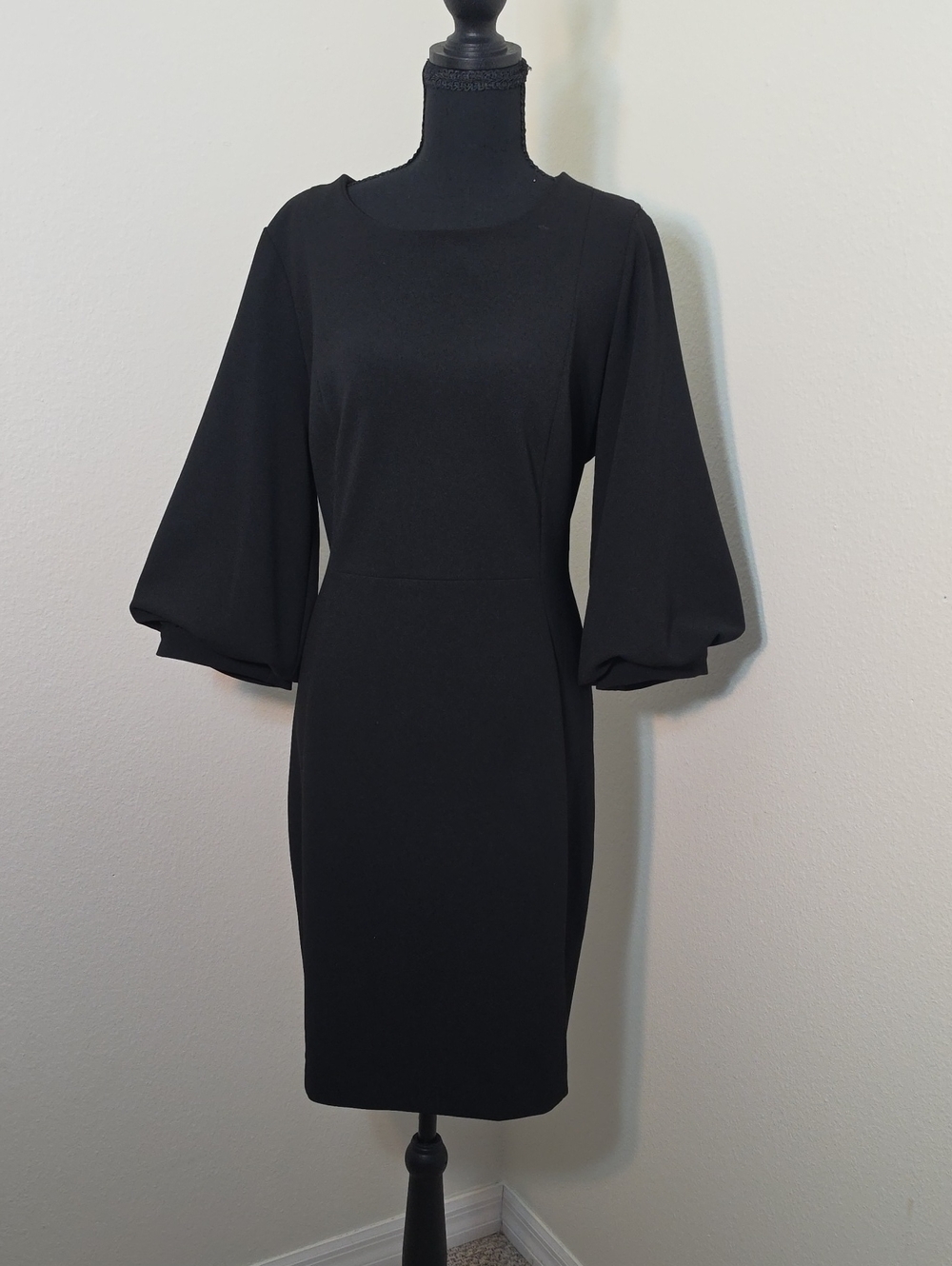 DKNY Women's Balloon-Sleeve Sheath Dress | Black | Size 14